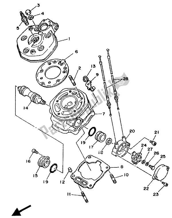 Toutes les pièces pour le Cylindre du Yamaha TZR 125 1990