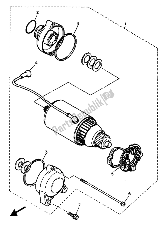 All parts for the Starting Motor of the Yamaha FZR 1000 1987