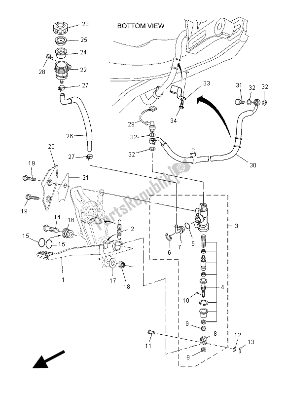 All parts for the Rear Master Cylinder of the Yamaha MT 03 660 2008