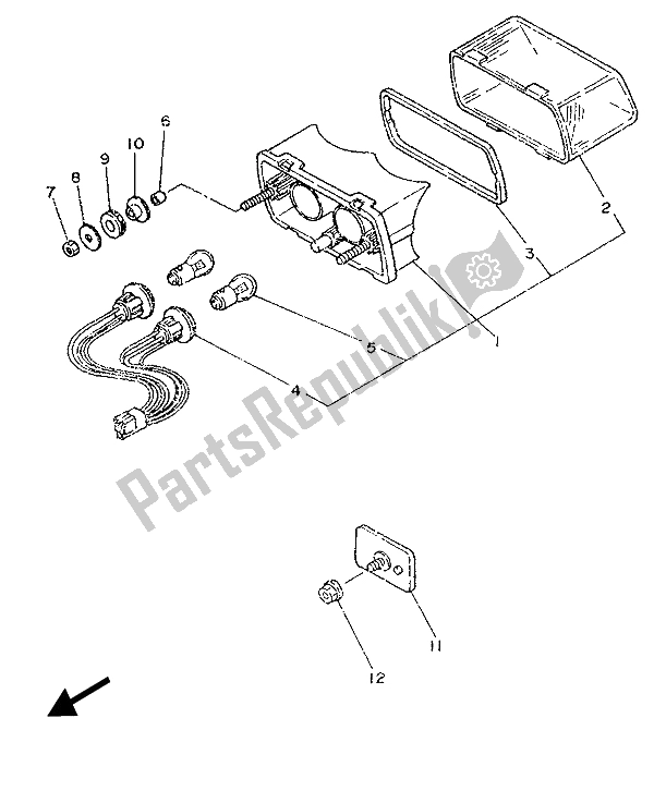 All parts for the Taillight of the Yamaha TZR 250 1987