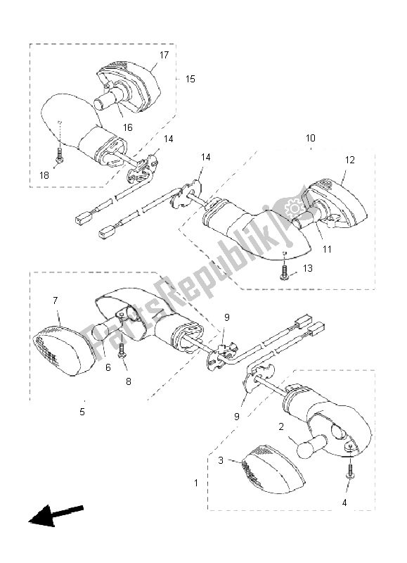 All parts for the Flasher Light of the Yamaha FZ1 SA Fazer 1000 2011