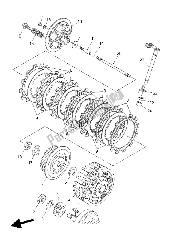 All parts for the Clutch of the Yamaha WR 250X 2011