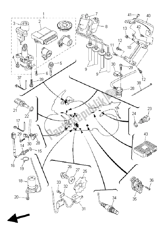 Todas las partes para Eléctrico 1 de Yamaha FJR 1300 AS 2006