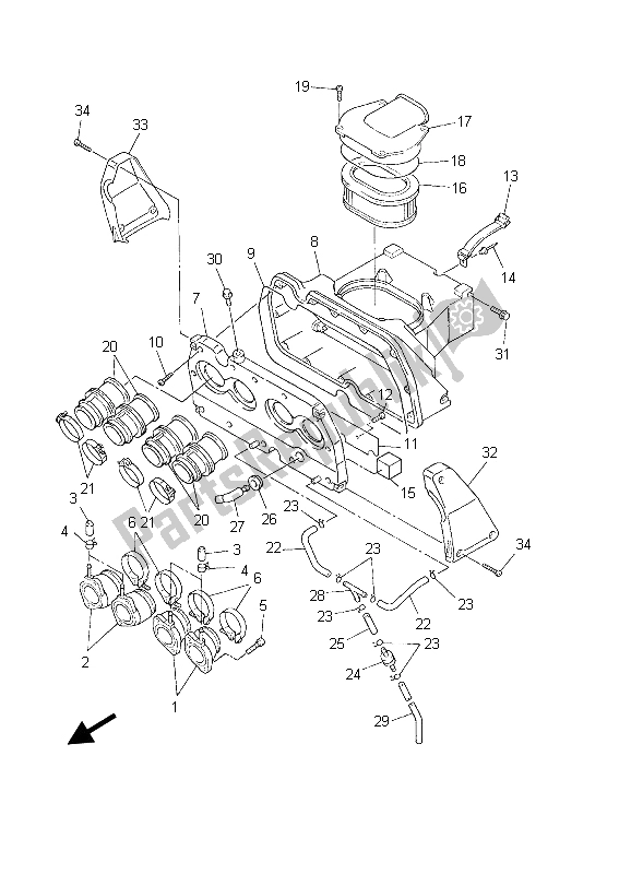 All parts for the Intake of the Yamaha FZS 600 Fazer 2003