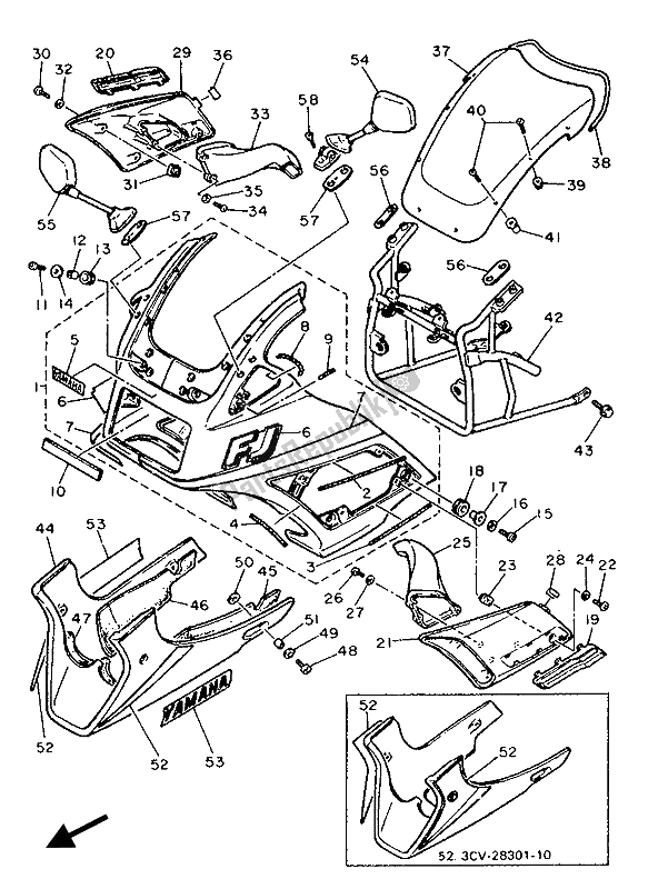 Toutes les pièces pour le Capot 1 du Yamaha FJ 1200 1988