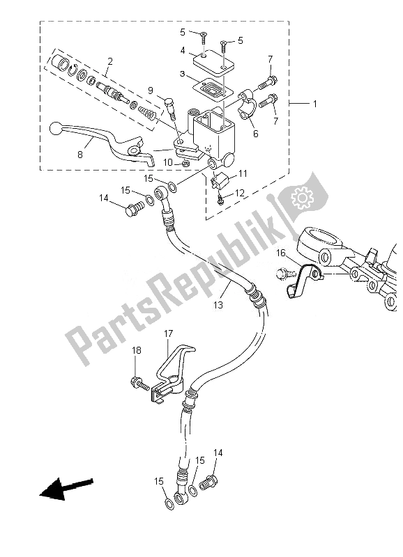 All parts for the Front Master Cylinder of the Yamaha YBR 250 2007