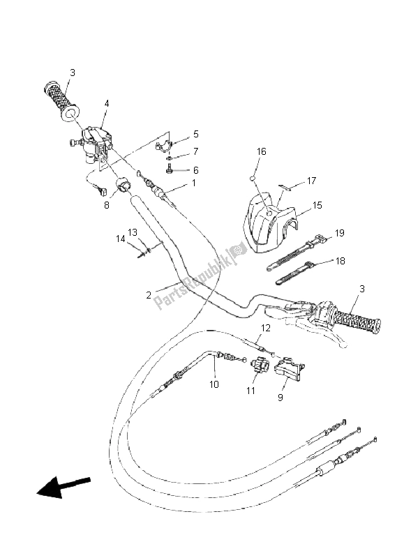 All parts for the Steering Handle & Cable of the Yamaha YFZ 450 SE 2008