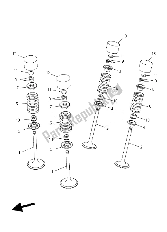 All parts for the Valve of the Yamaha YZ 450F 2010