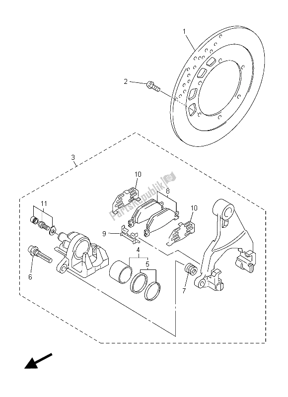 All parts for the Rear Brake Caliper of the Yamaha FJR 1300 AS 2015