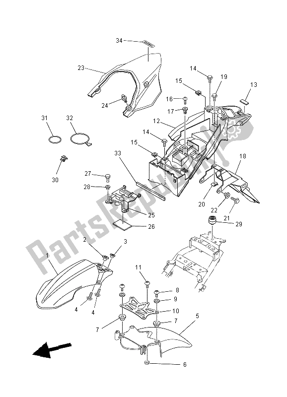 Tutte le parti per il Parafango del Yamaha XT 660X 2004