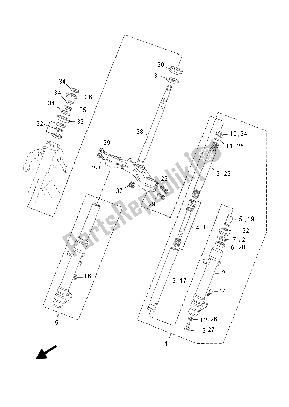 All parts for the Steering of the Yamaha YP 250 RA 2013