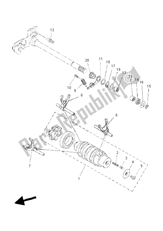 All parts for the Shift Cam & Fork of the Yamaha XT 660Z Tenere 2011