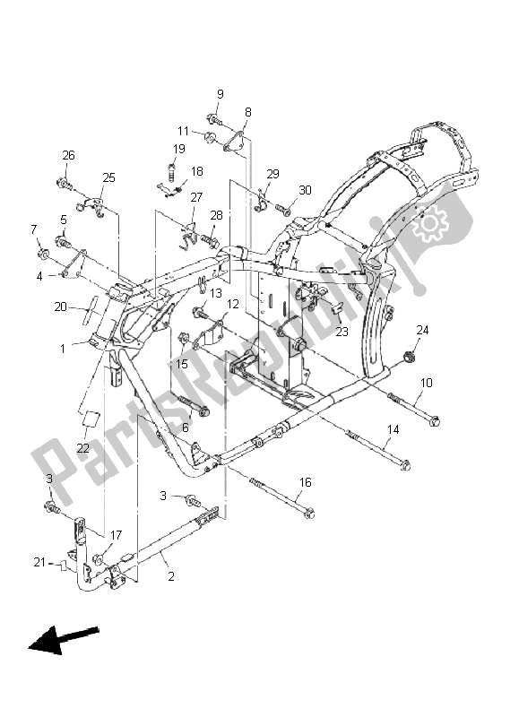 All parts for the Frame of the Yamaha XVS 950A 2011