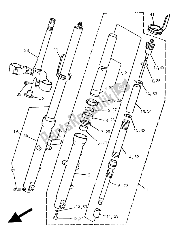 Toutes les pièces pour le Fourche Avant du Yamaha TRX 850 1996