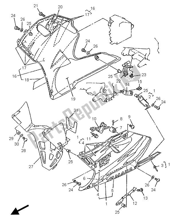 Tutte le parti per il Cowling 2 del Yamaha TZR 125 1995