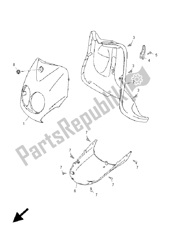 Todas as partes de Escudo De Perna do Yamaha YN 50R Neos 2009