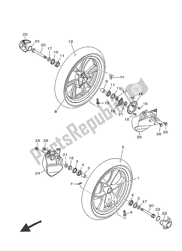 Todas las partes para Rueda Delantera de Yamaha MW 125 2016