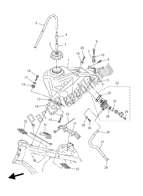 All parts for the Fuel Tank of the Yamaha YZ 250F 2008