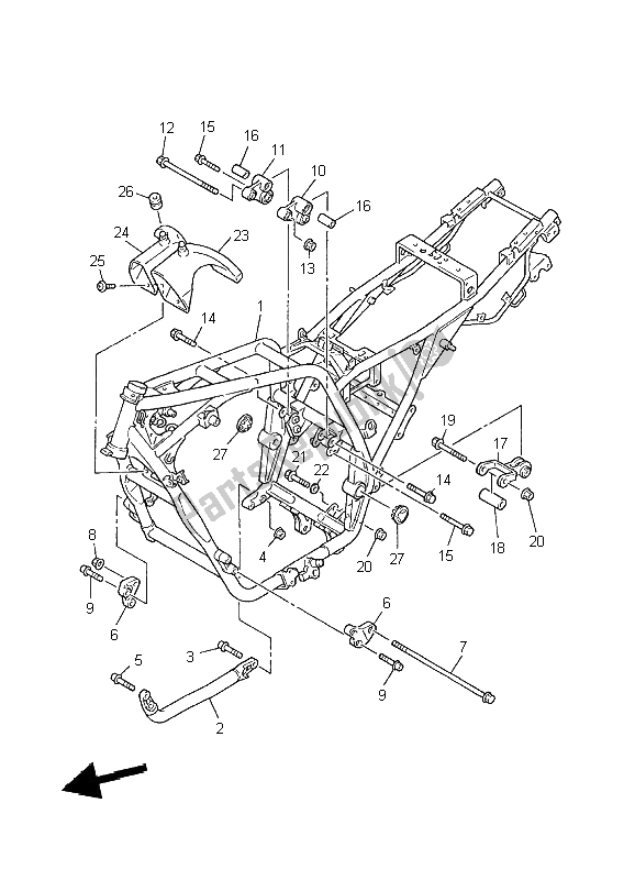 All parts for the Frame of the Yamaha XJR 1300 SP 2000