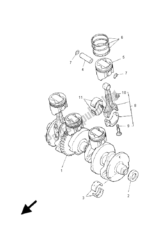 All parts for the Crankshaft & Piston of the Yamaha XJR 1300 2001