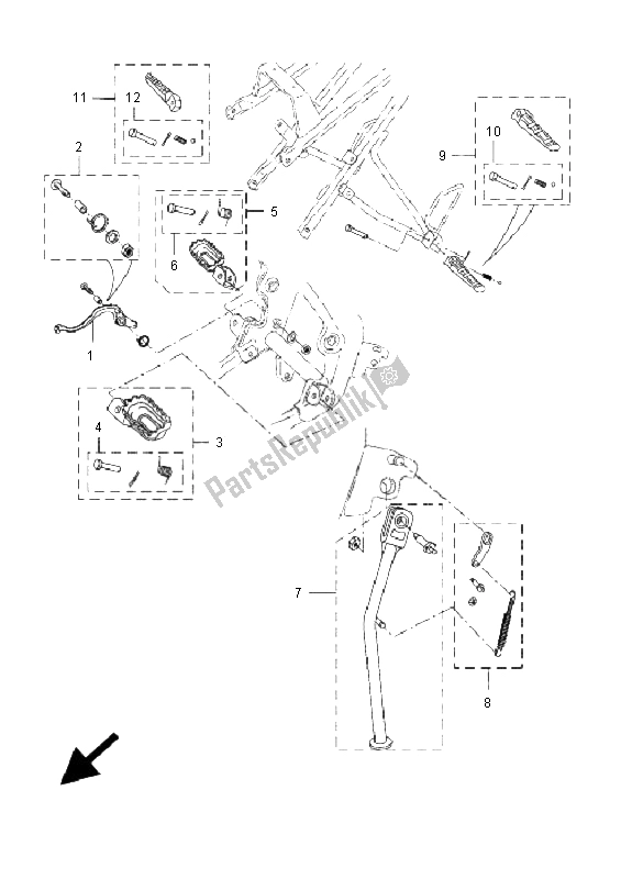 Tutte le parti per il Stand E Poggiapiedi del Yamaha DT 50R SM 2009