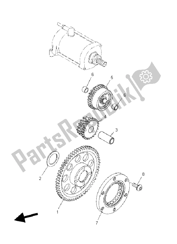 Alle onderdelen voor de Starterkoppeling van de Yamaha YFM 700 Grizzly EPS SE 2011