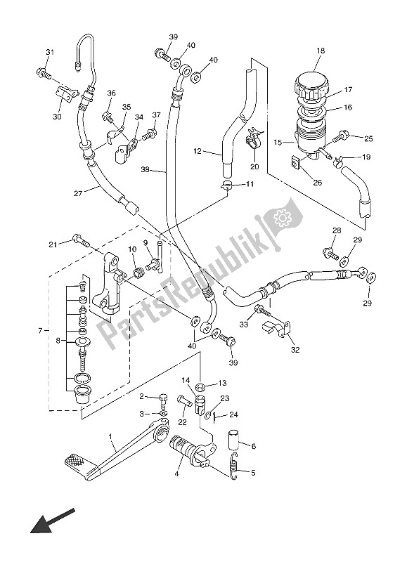 Todas las partes para Cilindro Maestro Trasero de Yamaha FJR 1300 PA 2016