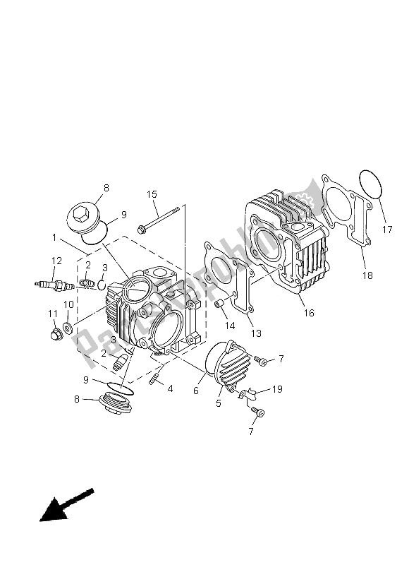 All parts for the Cylinder Head of the Yamaha TT R 110E 2013