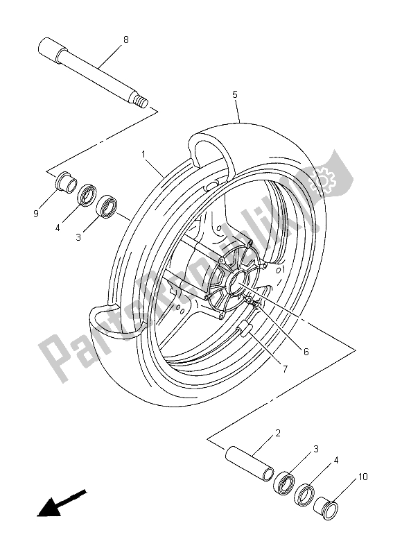 Tutte le parti per il Ruota Anteriore del Yamaha XJR 1300C 2015