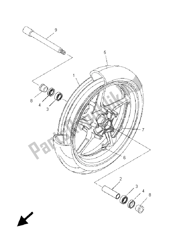 Todas as partes de Roda Da Frente do Yamaha FZ1 S Fazer 1000 2008