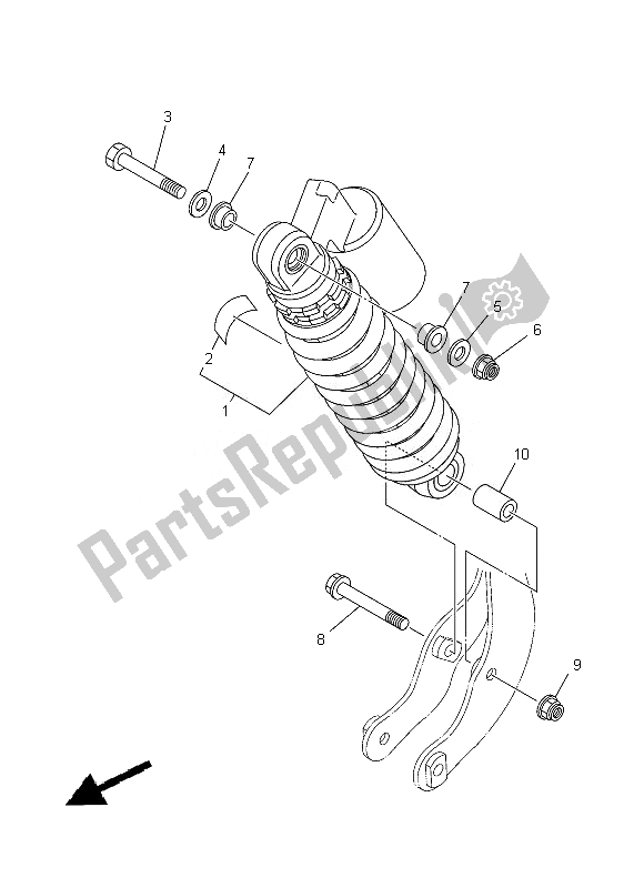 All parts for the Rear Suspension of the Yamaha YFM 350R Raptor 2013