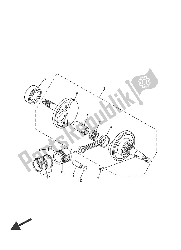 All parts for the Crankshaft & Piston of the Yamaha TT R 50E 2016