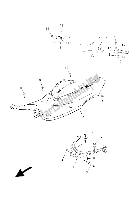 All parts for the Stand & Footrest of the Yamaha CS 50M 2015