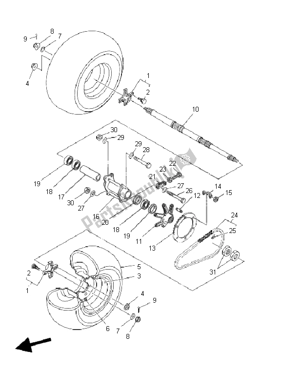 Tutte le parti per il Ruota Posteriore del Yamaha YFS 200 Blaster 2002