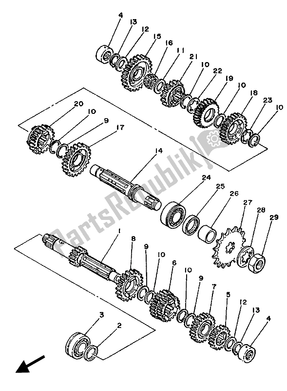 Tutte le parti per il Trasmissione del Yamaha TZ 250 1989