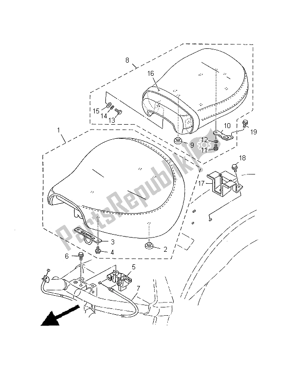 Toutes les pièces pour le Siège du Yamaha XV 1600A Wildstar 2000