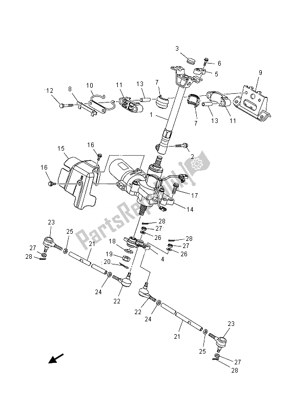 All parts for the Steering of the Yamaha YFM 450 Fgpd Grizzly 4X4 2013