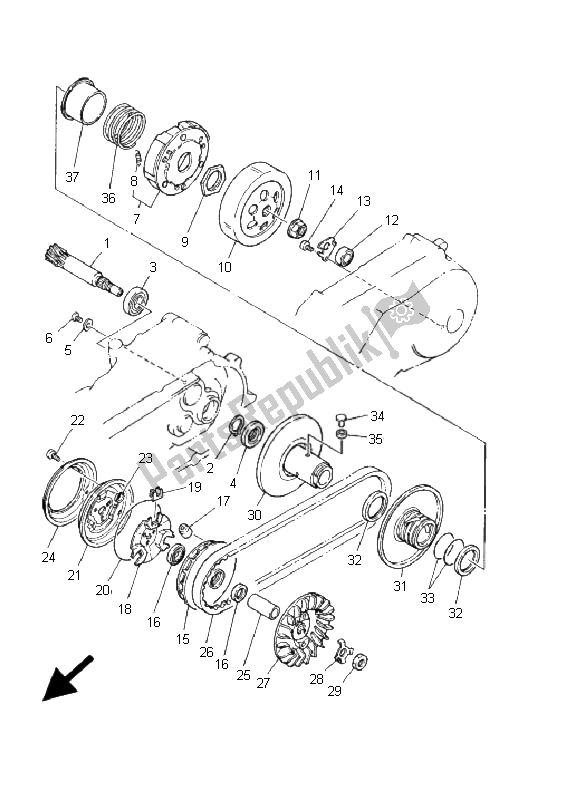 All parts for the Clutch of the Yamaha YFM 125 Grizzly 2008