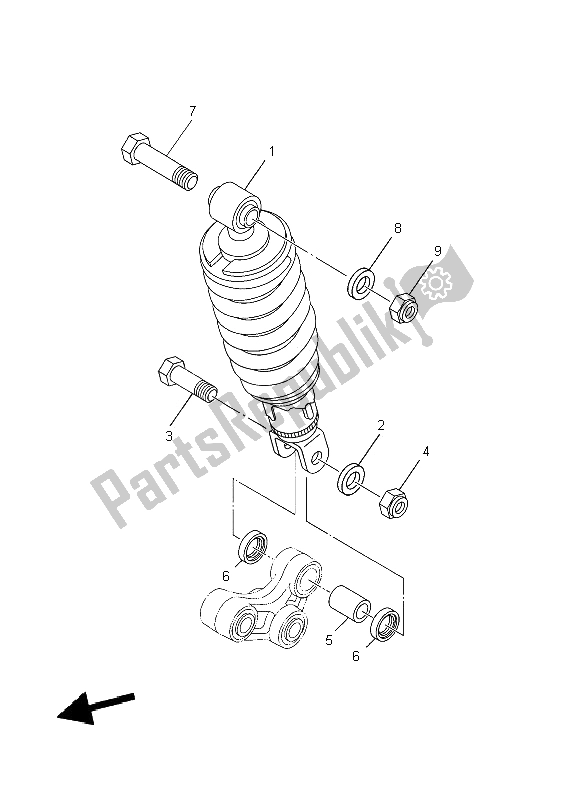 All parts for the Rear Suspension of the Yamaha YBR 250 2009