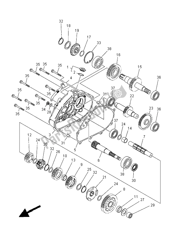 Toutes les pièces pour le Transmission du Yamaha YFM 300F Grizzly 2X4 2013