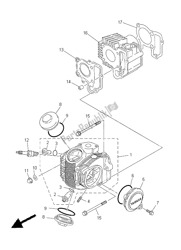 Toutes les pièces pour le Culasse du Yamaha TT R 50E 2012