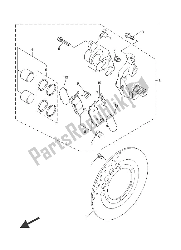 Todas as partes de Pinça De Freio Dianteiro do Yamaha SR 400 2016