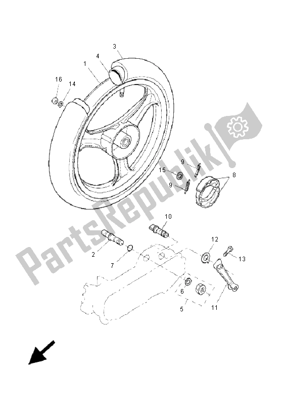 All parts for the Rear Wheel of the Yamaha YH 50 WHY 2005