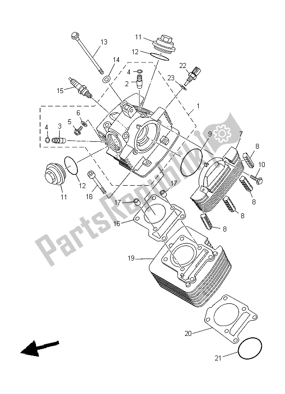 Todas las partes para Cilindro de Yamaha YBR 125 ED 2010