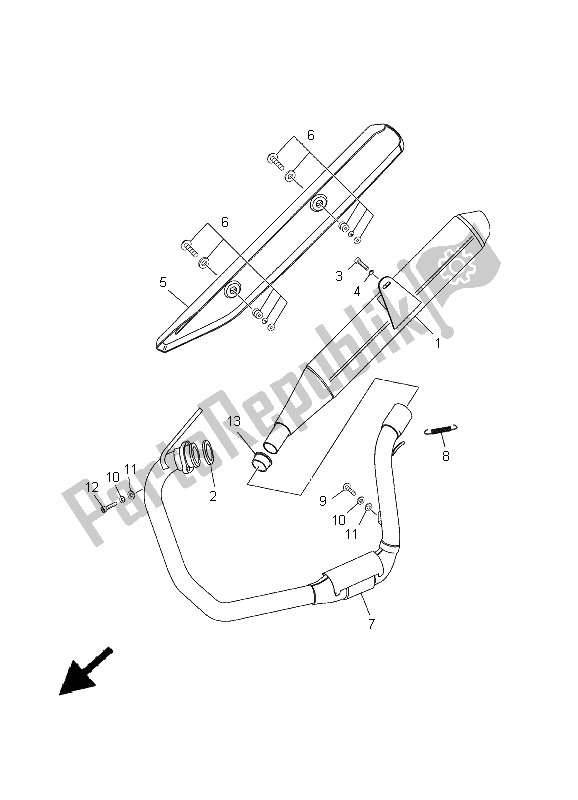 All parts for the Exhaust of the Yamaha XT 125R 2005