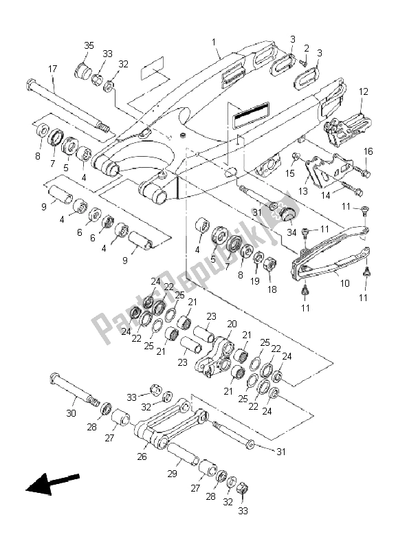 All parts for the Rear Arm of the Yamaha WR 250F 2011