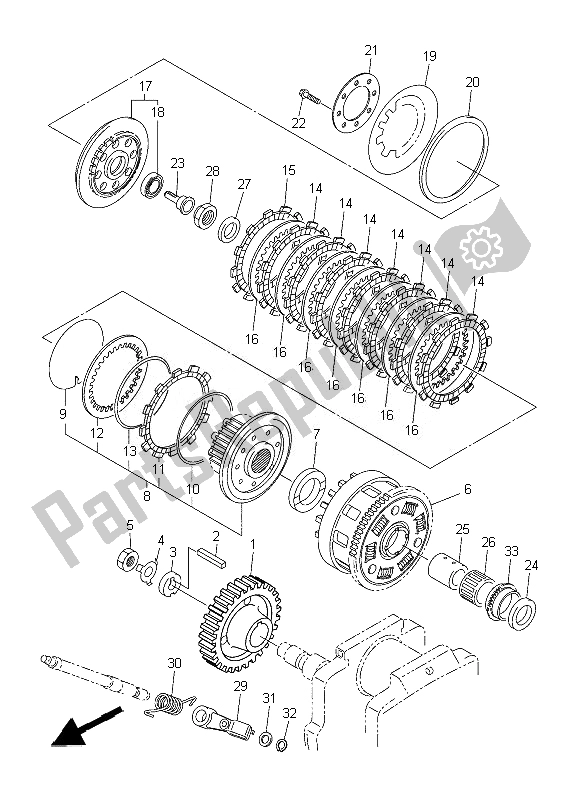 Todas as partes de Embreagem do Yamaha XVS 1300 CU 2014