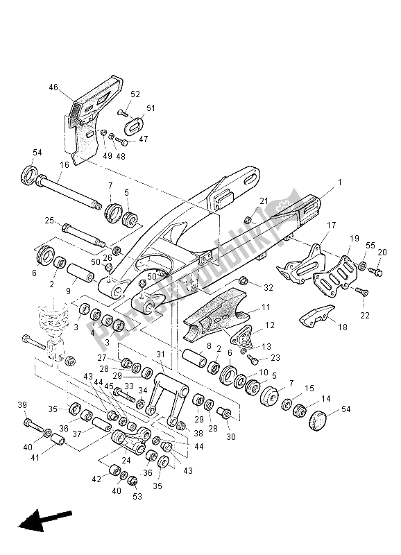 All parts for the Rear Arm of the Yamaha TT 600 RE 2004