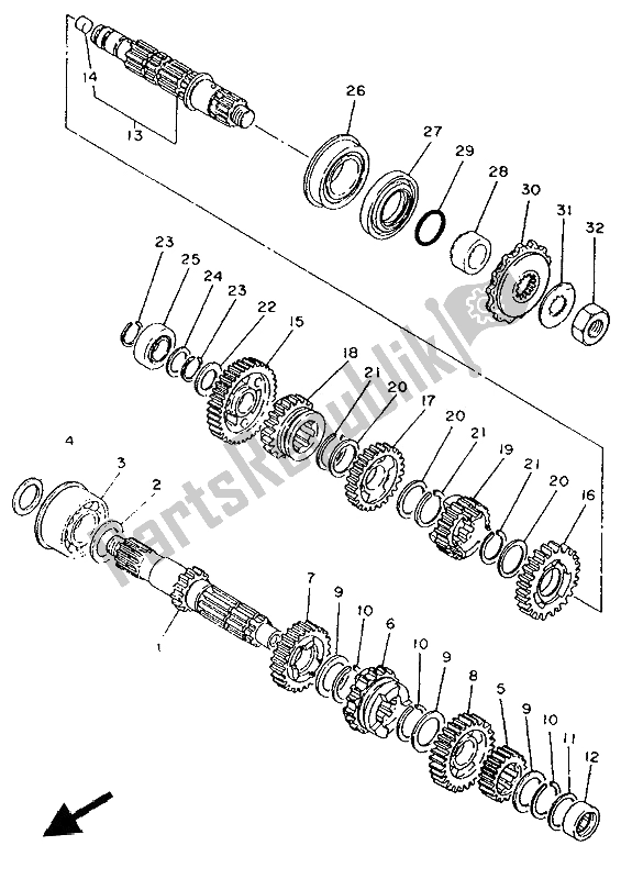 Todas as partes de Transmissão do Yamaha SR 500 1993