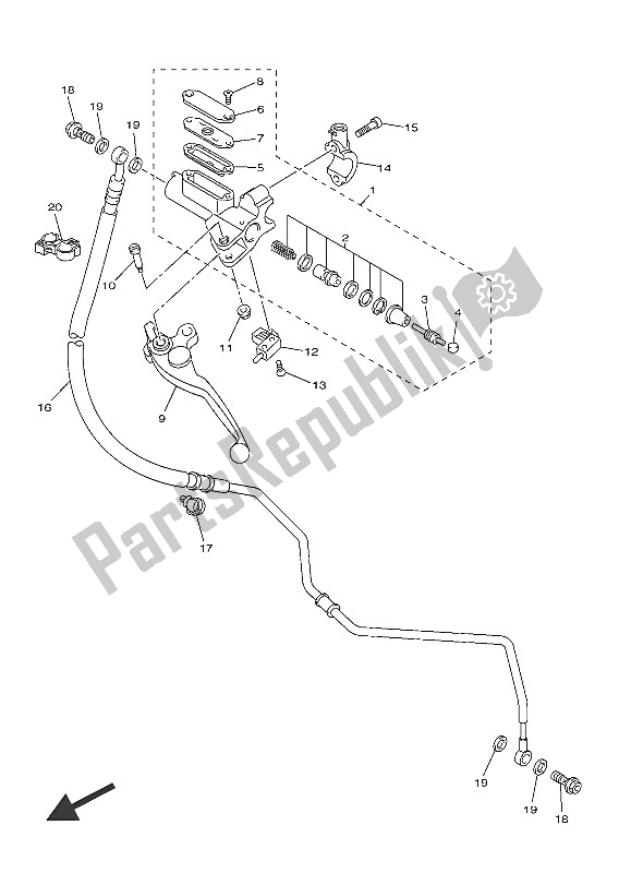 Tutte le parti per il Pompa Freno Anteriore 2 del Yamaha VMX 17 1700 2016